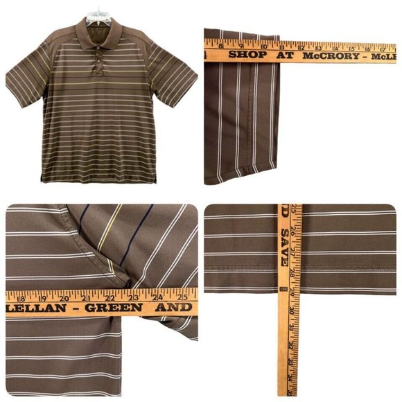 Callaway Mens Golf Polo Size XL Brown Stripe Brookside Country Club Tournament - Picture 7 of 9